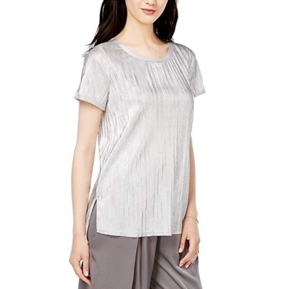 New Women’s Bar III Metallic Textured T-Shirt sz S